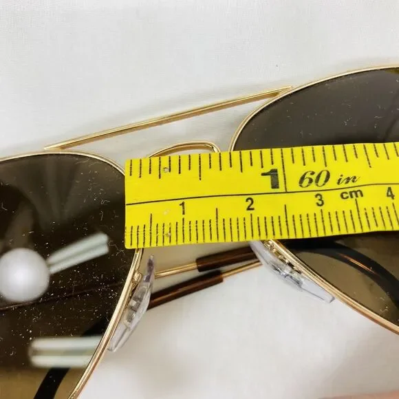 Ray-Ban P Polarized Aviator Sunglasses Vtg Italy Gold Metal Large Oval Preppy - Picture 12 of 16